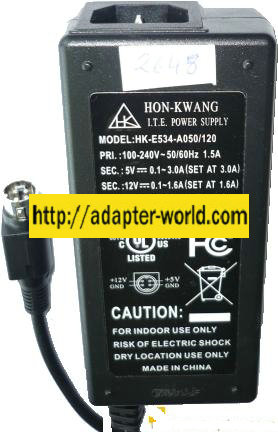 NEW Hon-Kwang HK-E534-A050120 AC ADAPTER 12VDC 3A 5V 1.6A 4Pin (: :)
