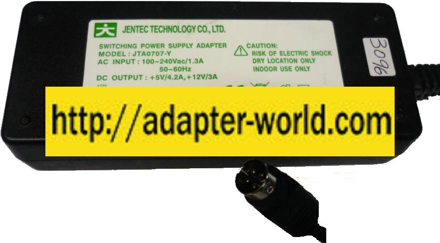 JENTEC JTA0707-Y AC AC ADAPTER 5V 12V 3A 4.4A SWITCHING POWER S