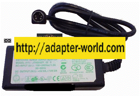 JENTEC JTA0202Y AC ADAPTER 5VDC 12V 2A New 5Pin 9mm Mini Din