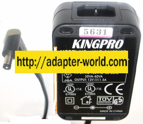 KINGPRO KAD-0112018D AC ADAPTER 12Vdc 1.5A POWER SUPPLY