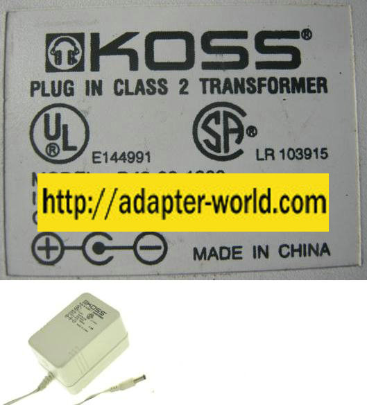 KOSS D48-09-1200 AC ADAPTER 9V DC 1200mA NEW (-) 2x5.4mm 120V