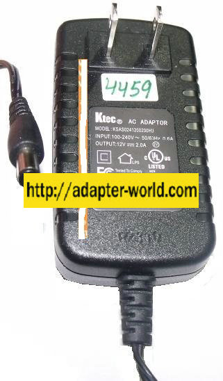 KTEC KSAS0241200200HU AC ADAPTER 12VDC 2A -( )- 2x5.5mm SWITCHIN