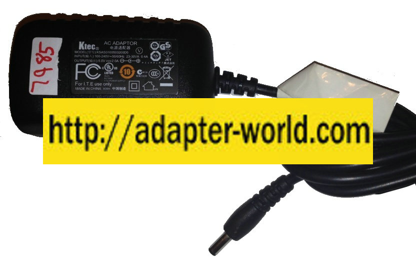 KTEC KSA0100500200D5 AC ADAPTER 5VDC 2A New -( ) 1x3.4mm Strai - Click Image to Close