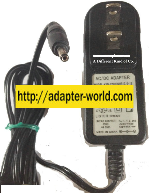 KXD-C1000NHS12.0-12 AC DC ADAPTER NEW (-) 12VDC 1A ROUND BARRE