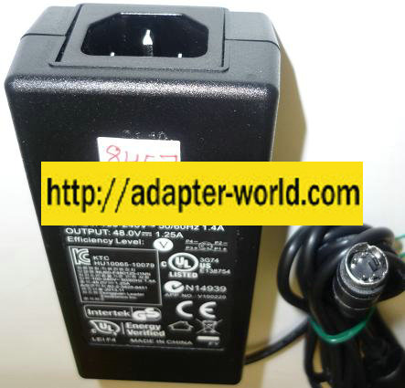 LEI NU60-F480125-I1NN AC ADAPTER 48VDC 1.25A NEW 4PIN MINI DIN