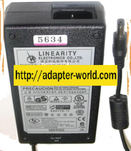 LINEARITY LAD6019AB4 AC ADAPTER 12Vdc 4A -( )- 2.5x5.5mm 100-24