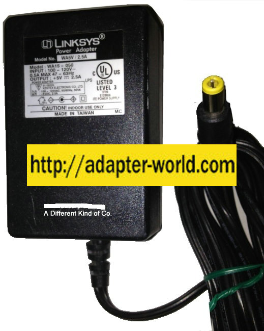 LINKSYS WA15-050 AC ADAPTER 5VC 2.5A New -( )- 2.6 x 9.6 mm Str