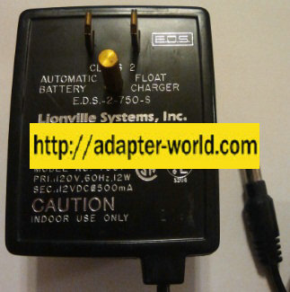 LIONVILLE 7567 AC ADAPTER 12VDC 500mA NEW -( ) 2x5.5mm 120vac 2