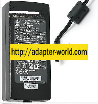 LISHIN 0218B1260 AC ADAPTER 12Vdc 5A -( ) 2.5x5.5mm Power Supply