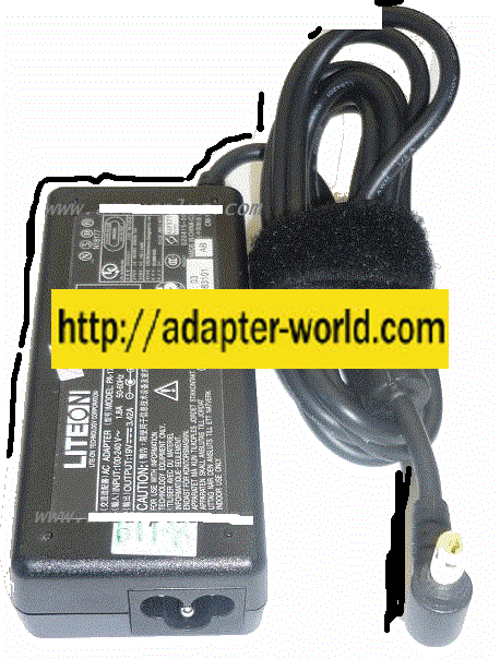 LITE-ON PA-1700-02 AC ADAPTER 19VDC 3.42A NEW -( ) 1.5x5.5x9.6m