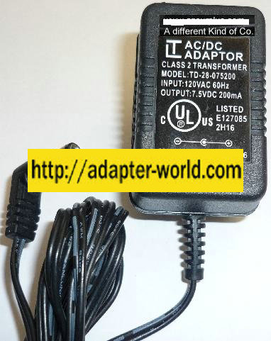 LT TD-28-075200 AC ADAPTER 7.5VDC 200mA NEW -( )2x5.5x13mm 90 °R