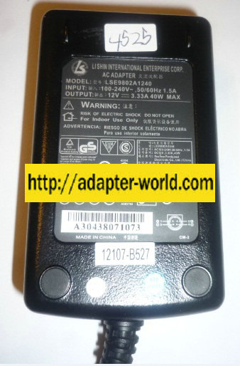 Li Shin LSE9802A1240 AC Adapter 12V 3.3A 40W POWER SUPPLY 4 pin