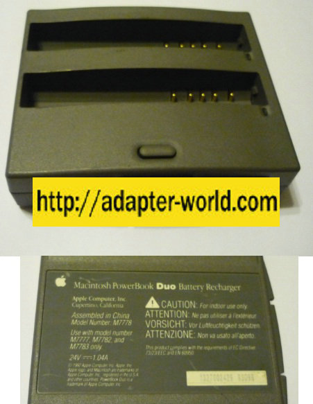 APPLE MACINTOSH M7778 POWERBOOK Duo 24v 1.04A BATTERY RECHARHER