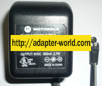 MOTOROLA 5864200W16 AC ADAPTER 9VDC 300mA 2.7W 8W POWER SUPPLY