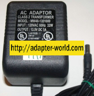 MW48-1351000 AC ADAPTER 13.5VDC 1A NEW 2 x 5.5 x 11mm