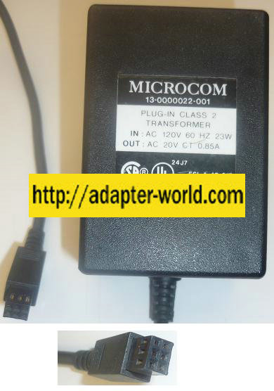 Microcom 13-0000022-001 AC ADAPTER 20VAC 0.85A new 6PIN DIN Fem