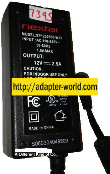 NEXTAR SP1202500-W01 AC ADAPTER 12VDC 2.5A New -( )- 4.5 x 6 x