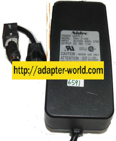 NIDEC SRA-2718B AC ADAPTER 18V 1.5A POWER SUPPLY