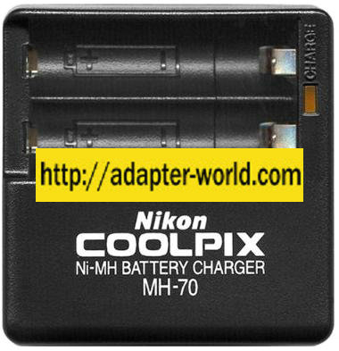 NIKON COOLPIX NI-MH BATTERY CHARGER MH-70 1.2Vdc 1A x 2 NEW 100