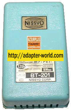 NISSYO BT-201 VOLTAGE AUTO CONVERTER 100V AC 18W MY-PET