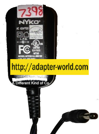 NYKO MTP051UL-050120 AC ADAPTER 5VDC 1.2A New -( )- 1.4 x 3.6 x