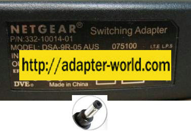 NETGEAR DSA-9R-05 AUS AC ADAPTER 7.5Vdc 1A -( ) 1.2x3.5mm 120VAC