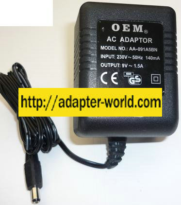 OEM AA-091A5BN AC ADAPTER 9VAC 1.5A NEW ~(~) 2x5.5mm EUROPE POW