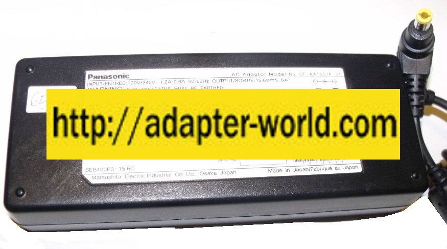 PANASONIC CF-AA1653A J1 AC ADAPTER 15.6V 5A New 2.7 x 5.4 x 9.7