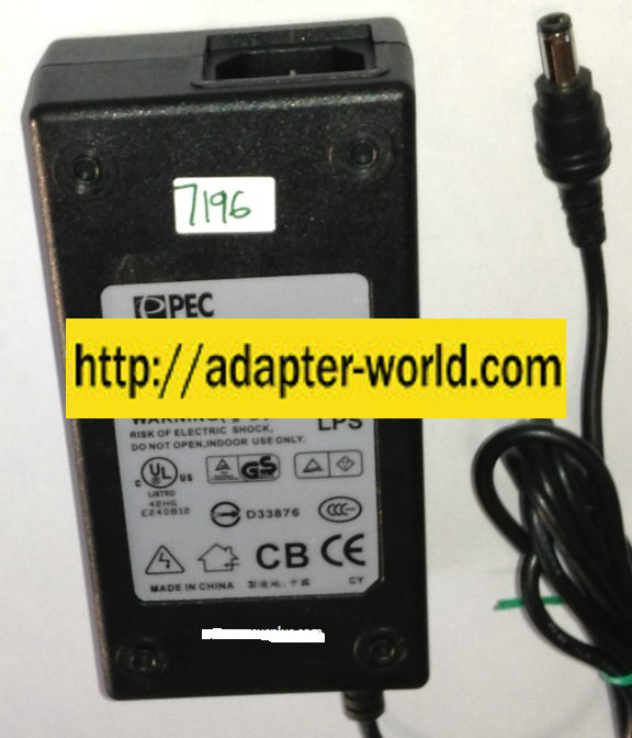 PEC AD-1260B AC ADAPTER 12VDC 5A 60W NEW -( ) 2.5x5.5x11mm Roun