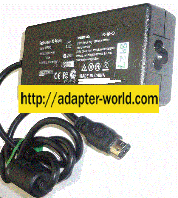 PPP014S REPLACEMENT AC ADAPTER 18.5VDC 4.9A NEW -( ) OVAL SHAPE