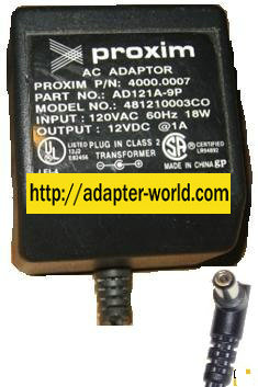 PROXIM 481210003CO AC ADAPTER 12Vdc 1A -( ) 2x5.5mm 90 ° 120vac W