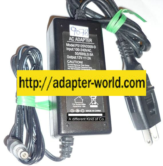 PS120V2000-D AC ADAPTER 12VDC 2A NEW -( ) 2x5.5x11mm ROUND BARR