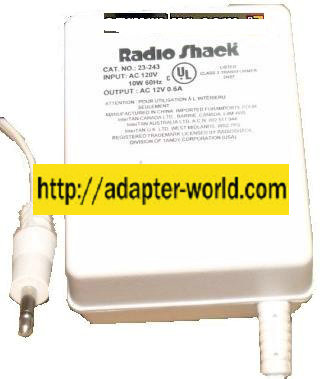 RADIO SHACK 23-243 AC DC ADAPTER 12V 0.6A SWITCHING POWER SUPPLY