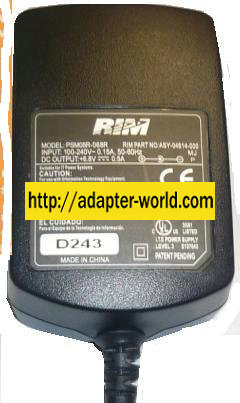RIM PSM05R-068R DC ADAPTER 6.8V DC 0.5A WALL CHARGER ITE
