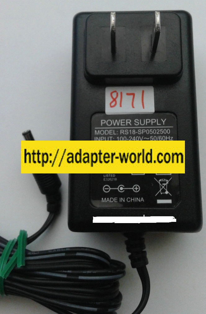 RS18-SP0502500 AC ADAPTER 5VDC 1.5A -( ) New 1x3.4x8.4mm Straig