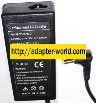 REPLACEMENT SADP-65KB D AC ADAPTER 19V 3.42A NEW 1.8x5.4x12mm 9