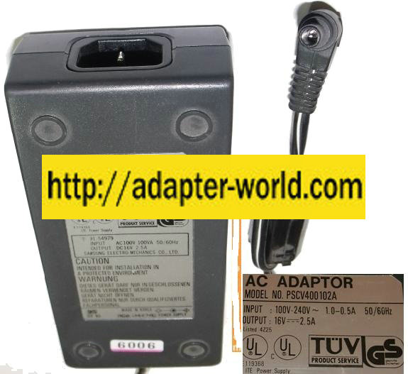 SAMSUNG PSCV400102A AC ADAPTER 16V 2.5A ITE POWER SUPPLY