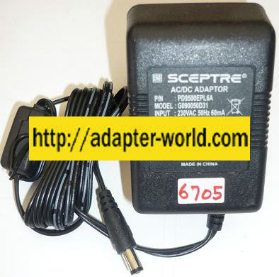 SCEPTRE G090050D31 AC ADAPTER 9V DC 500mA NEW 2.5x5.5mm EUROPE
