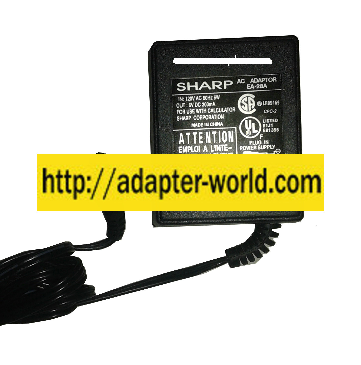 SHARP EA-28A AC ADAPTER 6VDC 300mA New 2x5.5x10mm ROUND BARREL