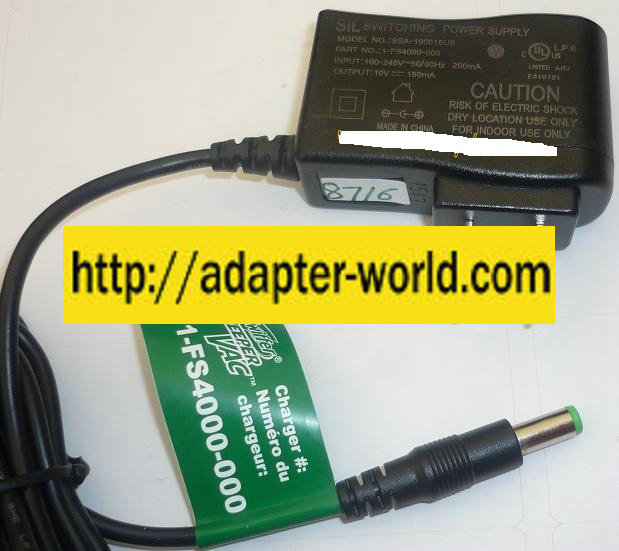 SIL SSA-100015US AC ADAPTER 10VDC 150mA NEW -( ) 2.5x5.5x12.4mm