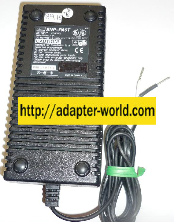 SKYNET SNP-PA5T AC ADAPTER 48V 1.1A NEW -( ) SHIELDED WIRE POW