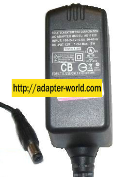 SOLYTECH AD1712C AC ADAPTER 12Vdc 1.25A 2x5.5mm New 100-240vac
