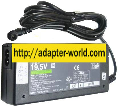 SONY PCGA-AC19V3 AC ADAPTER 19.5VDC 4.7A 90W POWER SUPPLY VGP-AC