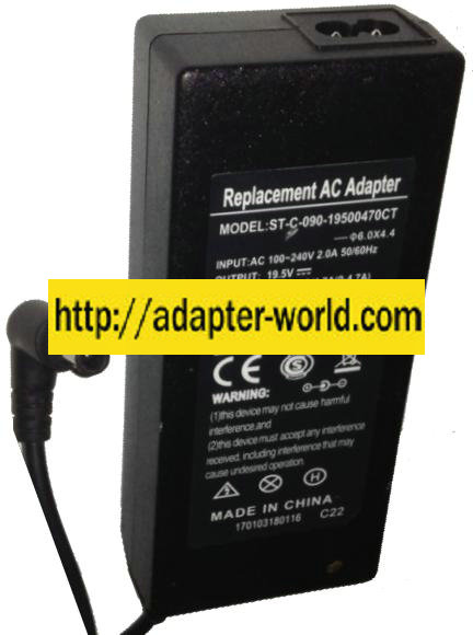ST-C-090-19500470CT REPLACEMENT AC ADAPTER 19.5VDC 3.9A / 4.1A /