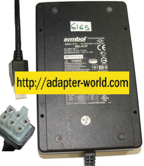 SYMBOL SBL-A12T 50-24000-060 AC ADAPTER 48VDC 2.5A POWER SUPPLY