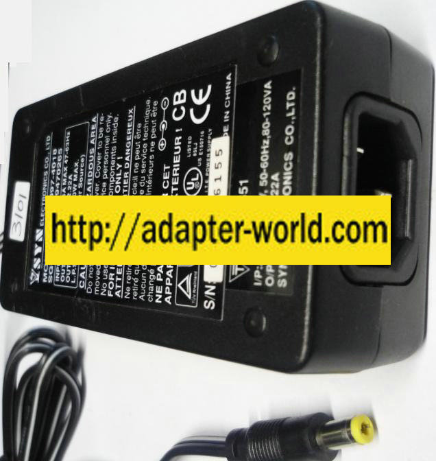 SYN SYS1097-4018 AC ADAPTER 18VDC 2.22A 40W I.T.E POWER SUPPLY