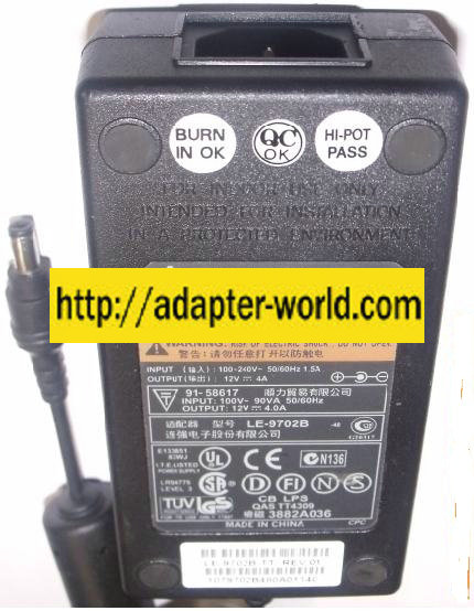 TATUNG TPS-048 AC ADAPTER 12Vdc 4A -( ) 2.5x5.5mm 100-240vac ITE