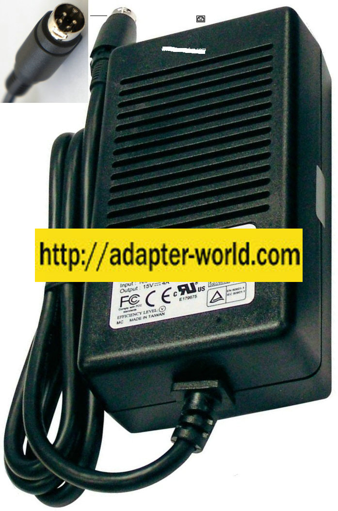 TDK-Lambda DTM65PW150C AC Adapter 15VDC 4A 4Pin 10mm (::) 60W 10