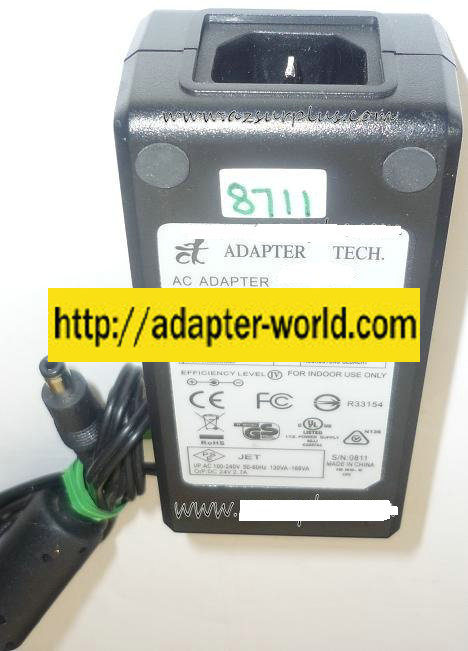 TECH STD-2427P AC ADAPTER 24VDC 2.7A NEW -( ) 2.5x5.5x9.5mm ROU