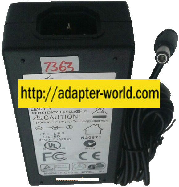TEDSYN DSA-60W-20 1 AC ADAPTER 24VDC 2.5A -( )- 2.x 5.5mm Straig